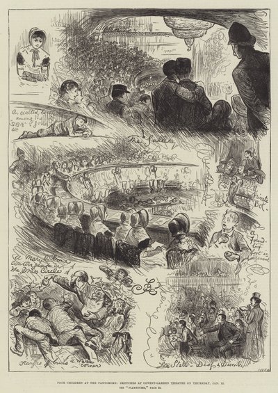 Enfants pauvres au pantomime, croquis au théâtre de Covent-Garden le jeudi 12 janvier - Frederick Barnard